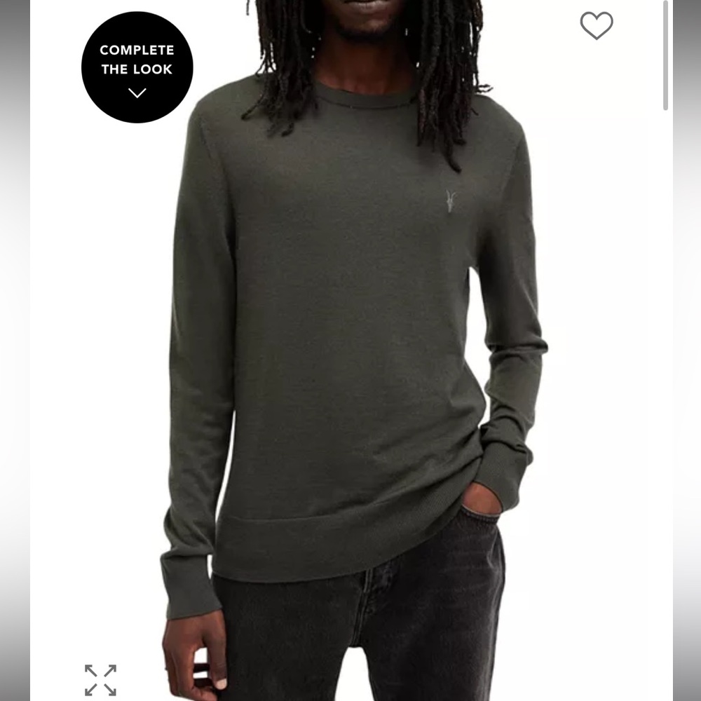 All Saints Charcoal Merino Wool Knit Dark Green Sweater - XS